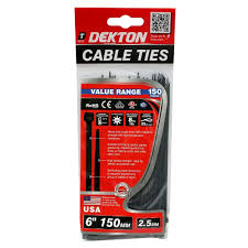 Dekton 150 pcs 2.5mm x 150mm Black Cable Tie