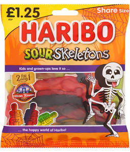 Haribo Sour Skeletons Share Bag 140g