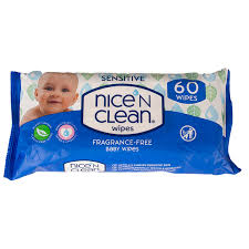 Nice N Clean Sensitive Baby Wipes 60 Pack - Yorkshire Trading Co.