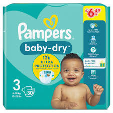 Pampers - Baby-Dry Size 3 Nappies - 30 Nappies