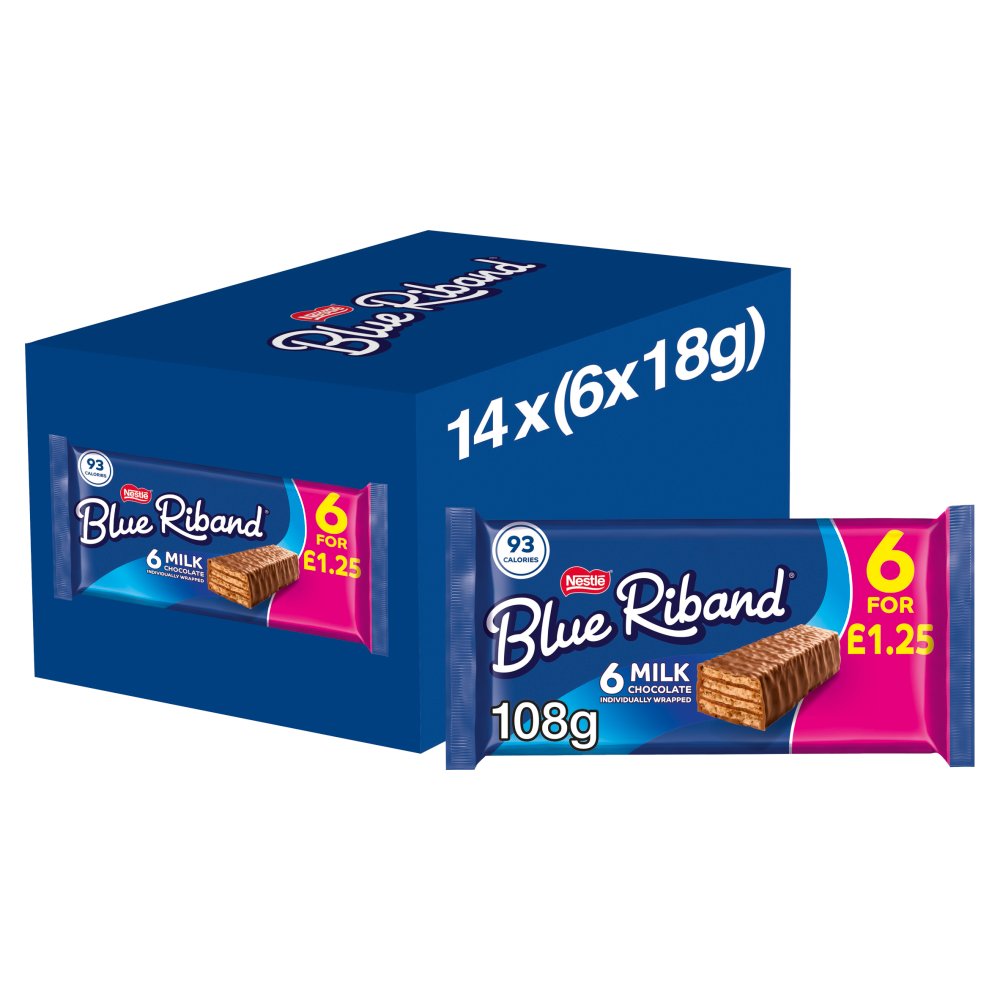 Blue Riband Milk Chocolate Wafer Biscuit Bar Multipack 6