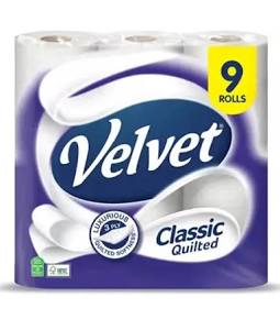 Velvet Classic Quilted Toilet Rolls (9 Pack)