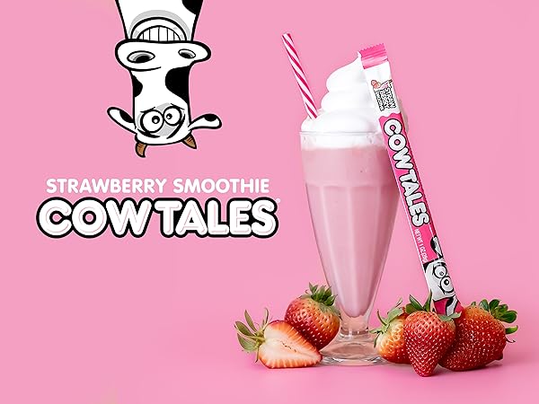 Goetzes Candy Strawberry Smoothie Cow Tales - 2.25 Pound Canister - Fresh From The Factory