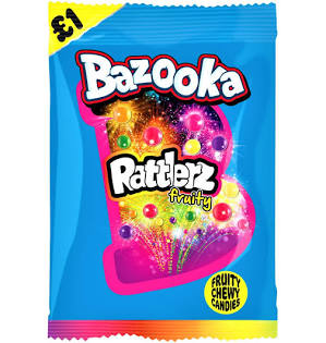 Bazooka Rattlerz Fruity Chewy Candies Share Bag 100g x 1 Bag