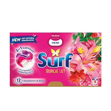 Surf 3 in 1 Laundry Washing Detergent Capsules Tropical Lily 15 Washes