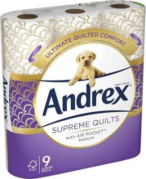 Andrex Supreme Quilts Toilet Tissue 9 Rolls