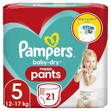 Pampers 5 Size, Baby Dry Nappy Pants (21 Pack)