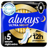Always Ultra Sanitary Towels Secure Night Extra (Size 5) Wings 8 Pads